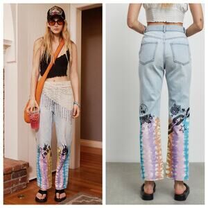 BDG Urban Outfitters High Rise Cowboy Graffiti Artwork Jeans Size 27